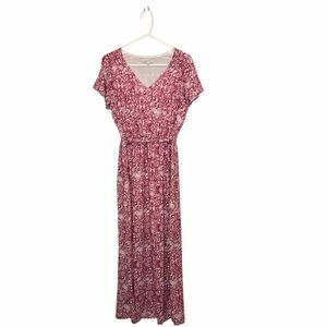 IVY & GREY WOMENS LONG MAXI RED WHITE SUMMER DRESS TIE BELT SIZE SMALL
